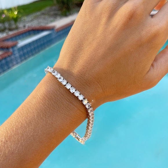 Rhodium Plate Tennis Bracelet - Picture 4 of 5